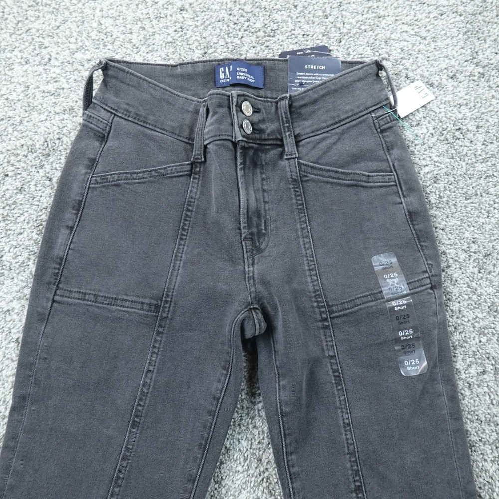 NEW Gap Jeans Womens 0 Dark Black Denim Pants Boot Flare Stretch Western Rodeo